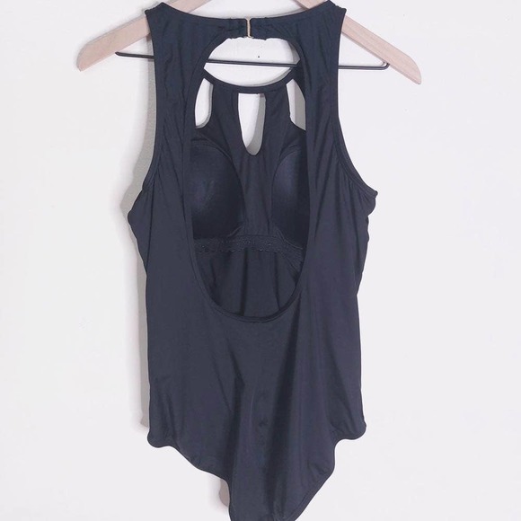 Jantzen One Piece Black Keyhole High Neck Swimsuit 14 - Picture 4 of 9